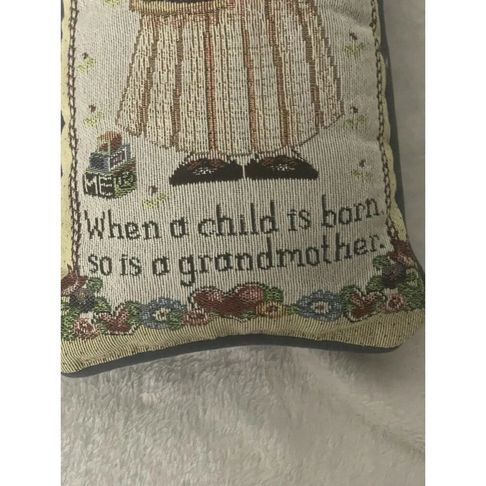 Mary Engelbreit Tapestry Pillow. When A Child Is Born So Is A Grandmother